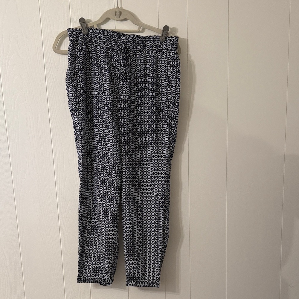 J. Crew Navy and White Geometric Pants